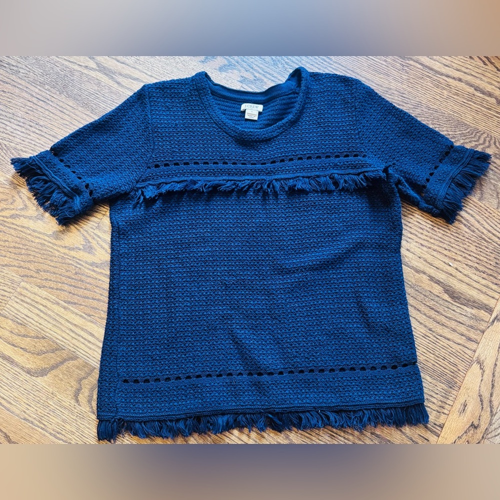 J.CREW Women’s Short-Sleeve Fringe Knit Sweater - S